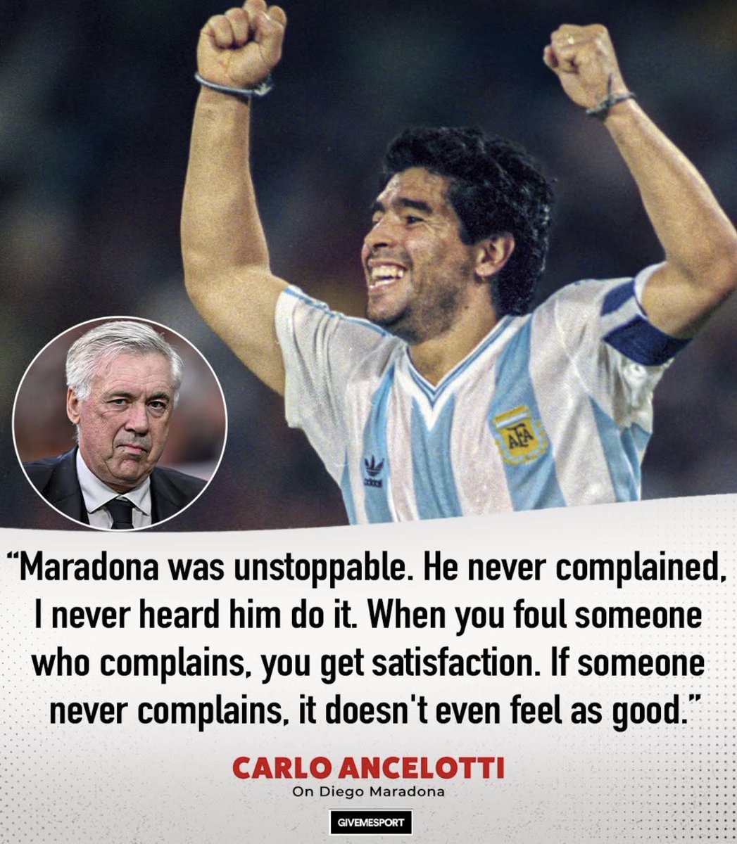 Toni Choueiri, MD (@drchoueiri) on Twitter photo True words from <a href="/MrAncelotti/">Carlo Ancelotti</a> about #DiegoMaradona the GOAT back then, now and forever via <a href="/GiveMeSport/">GiveMeSport</a>
<a href="/MaradonaLegends/">Maradona Legends</a> #D10S #ElPibeDeOro #ElBarrileteCosmico True words from <a href="/MrAncelotti/">Carlo Ancelotti</a> about #DiegoMaradona the GOAT back then, now and forever via <a href="/GiveMeSport/">GiveMeSport</a>
<a href="/MaradonaLegends/">Maradona Legends</a> #D10S #ElPibeDeOro #ElBarrileteCosmico