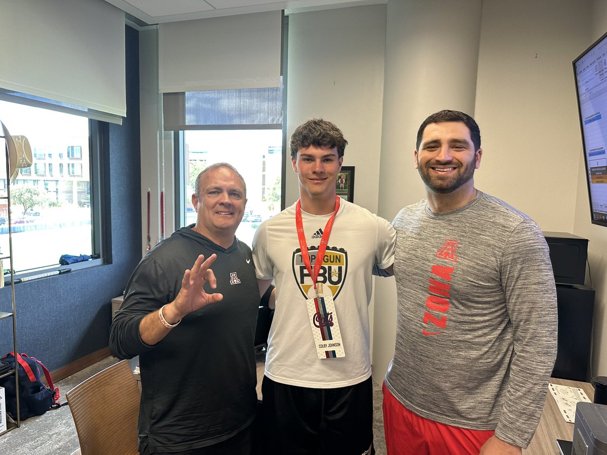 Colby Johnson (@colbyjohnson_26) on Twitter photo After an amazing visit and conversation with <a href="/Josh_Bringuel/">Josh Bringuel</a> , I am very grateful to announce my 4th offer from the University of Arizona.
<a href="/BrandonHuffman/">Brandon Huffman</a> <a href="/adamgorney/">Adam Gorney</a> <a href="/TFordFSP/">Tracy Ford</a> <a href="/BlairAngulo/">Blair Angulo</a> <a href="/BDPRecruiting/">Bryan Payton</a> <a href="/JordanJ_/">Jordan Johnson</a> <a href="/CoachGHerd/">Greg Herd</a> <a href="/ttherzog/">Coach Trent Herzog</a> <a href="/NickFarman55/">Nick Farman M.S.</a> <a href="/DevinRecord/">Devin Record | Coach, Recruiter, & Scout |</a> <a href="/PrepRedzoneWA/">Prep Redzone Washington</a> After an amazing visit and conversation with <a href="/Josh_Bringuel/">Josh Bringuel</a> , I am very grateful to announce my 4th offer from the University of Arizona.
<a href="/BrandonHuffman/">Brandon Huffman</a> <a href="/adamgorney/">Adam Gorney</a> <a href="/TFordFSP/">Tracy Ford</a> <a href="/BlairAngulo/">Blair Angulo</a> <a href="/BDPRecruiting/">Bryan Payton</a> <a href="/JordanJ_/">Jordan Johnson</a> <a href="/CoachGHerd/">Greg Herd</a> <a href="/ttherzog/">Coach Trent Herzog</a> <a href="/NickFarman55/">Nick Farman M.S.</a> <a href="/DevinRecord/">Devin Record | Coach, Recruiter, & Scout |</a> <a href="/PrepRedzoneWA/">Prep Redzone Washington</a>