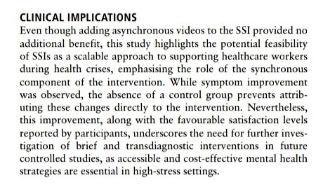 BMJ Mental Health (@bmjmentalhealth) on Twitter photo 🔊*New Research* <a href="/BMJMentalHealth/">BMJ Mental Health</a>
This article reports on a randomized clinical trial evaluating the effectiveness of a single-session intervention, with & without video support, to prevent worsening emotional distress among healthcare workers during the SARS-CoV-2 pandemic in 🔊*New Research* <a href="/BMJMentalHealth/">BMJ Mental Health</a>
This article reports on a randomized clinical trial evaluating the effectiveness of a single-session intervention, with & without video support, to prevent worsening emotional distress among healthcare workers during the SARS-CoV-2 pandemic in