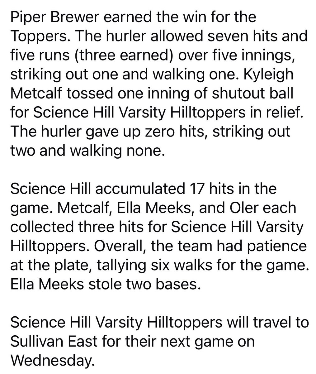 Toppers win over Daniel Boone 16-5 🎩🥎