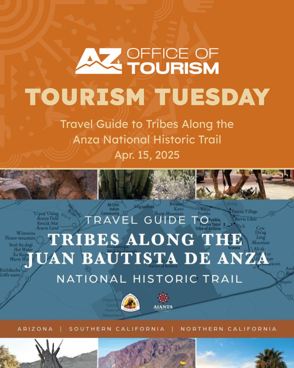 📰 In today's edition of Tourism Tuesday:

📔 New Guide Highlights Tribes Along Anza Trail 
🪻Arizona Lavender Farm Earns Spot on Worldwide Best List 
✈️ Arizona Celebrates Aeromexico’s Return to Phoenix

Read Tourism Tuesday: shorturl.at/1SvTg