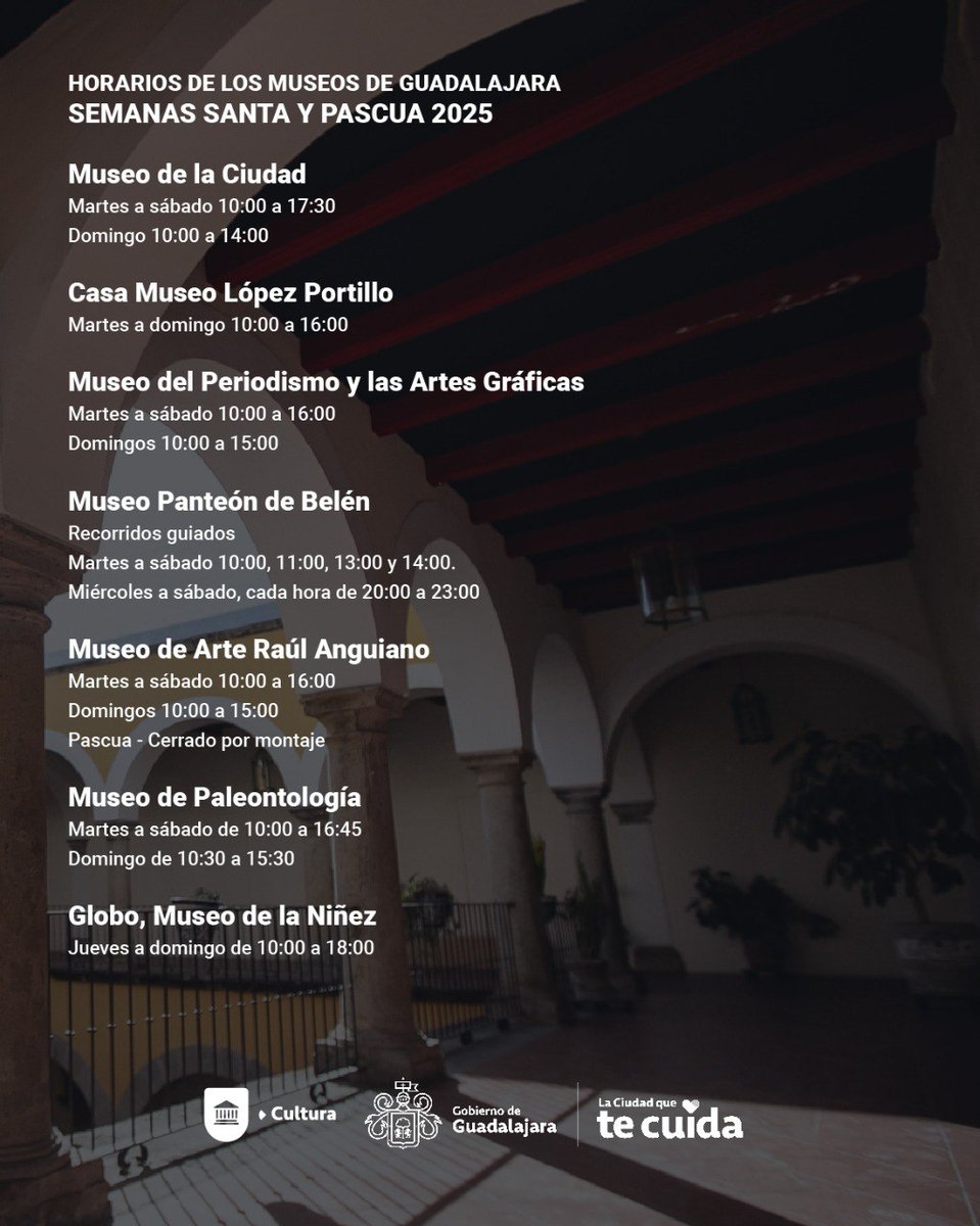 ¿Quieres armar un buen plan estas vacaciones?

Te compartimos los horarios de los Museos de la ciudad para que te des una vuelta y conozcas un poco más sobre el arte, la cultura y la tradición desde diferentes espacios. ¡Te esperamos!