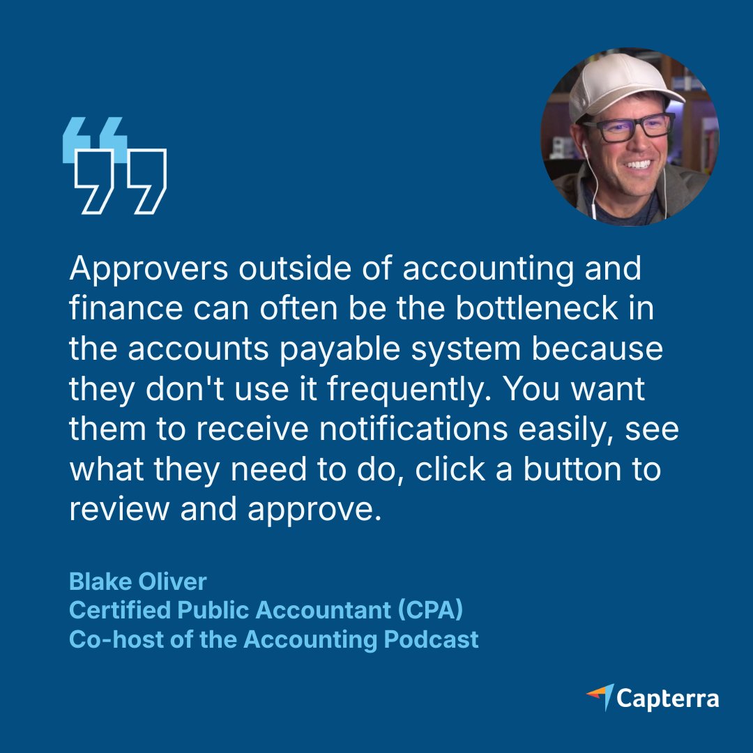 Capterra (@capterra) on Twitter photo 🔍 Pro Tip: Choosing Accounts Payable Software
<a href="/BlakeTOliver/">Blake Oliver</a> of the <a href="/AcctPod/">The Accounting Podcast</a> suggests first-time buyers ask about:
1️⃣ The approval process and workflows
2️⃣ Ability to send paper checks
3️⃣ Transaction fees
Read our guide on accounts payable software 👉 bit.ly/4lmCbQL 🔍 Pro Tip: Choosing Accounts Payable Software
<a href="/BlakeTOliver/">Blake Oliver</a> of the <a href="/AcctPod/">The Accounting Podcast</a> suggests first-time buyers ask about:
1️⃣ The approval process and workflows
2️⃣ Ability to send paper checks
3️⃣ Transaction fees
Read our guide on accounts payable software 👉 bit.ly/4lmCbQL