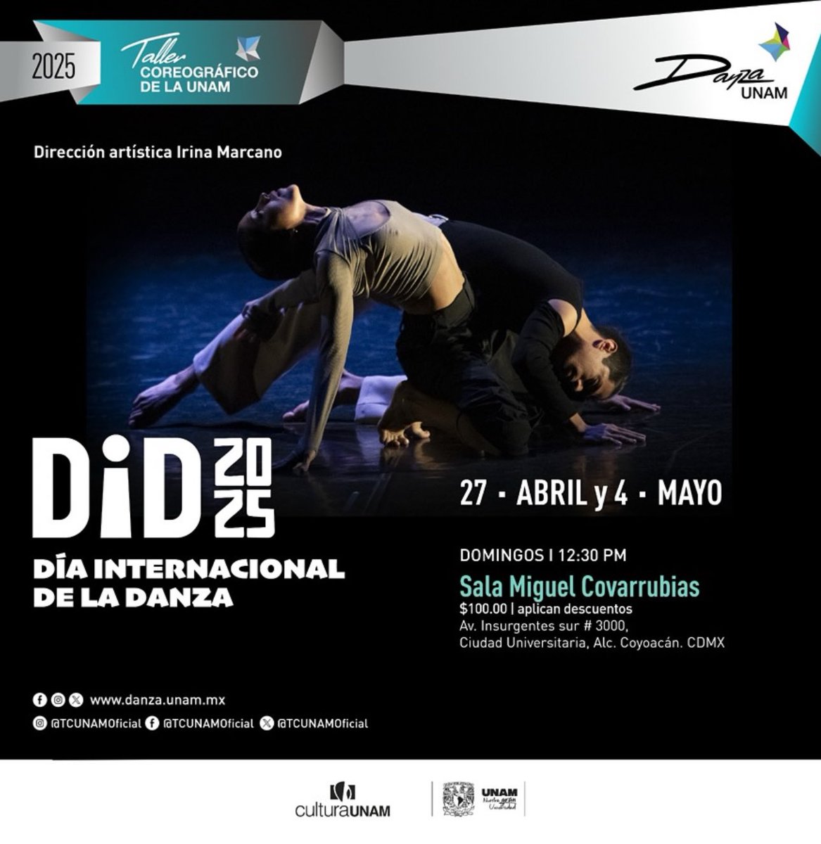 CineSpoilersMex's tweet photo. El #TCUNAM ha preparado un programa con 6 piezas coreográficas que te llevarán a reflexionar a través de música y danza: cómo la adversidad, interna y externa, nos define y transforma.
Domingos 27 de abril y 4 de mayo | 12:30pm
Sala Miguel Covarrubias | CCU https://t.co/U3DmMBTHgu