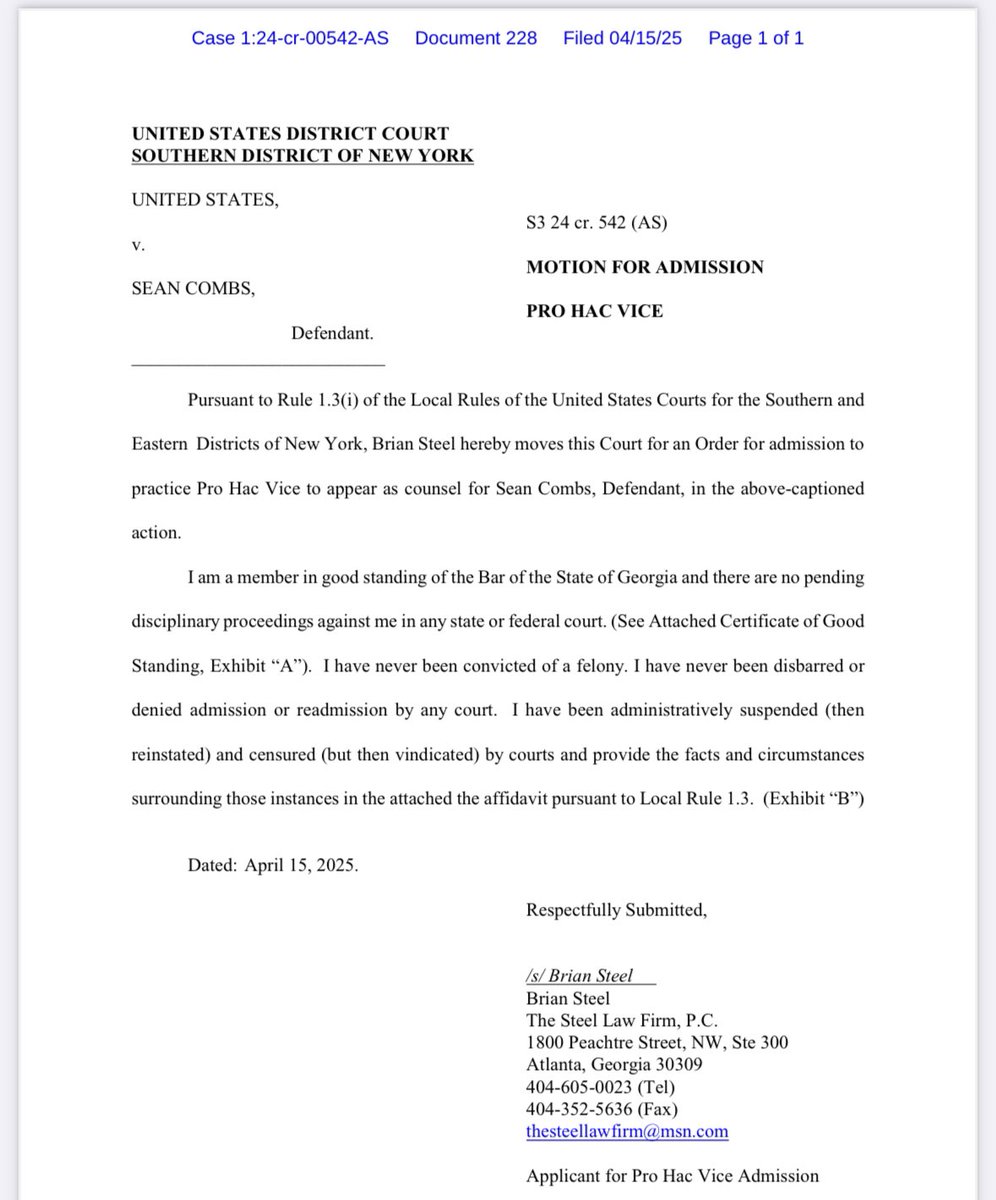 Here’s something I didn’t expect to write:

Young Thug’s lawyer Brian Steel has joined Sean “Diddy’ Combs’ criminal defense team.