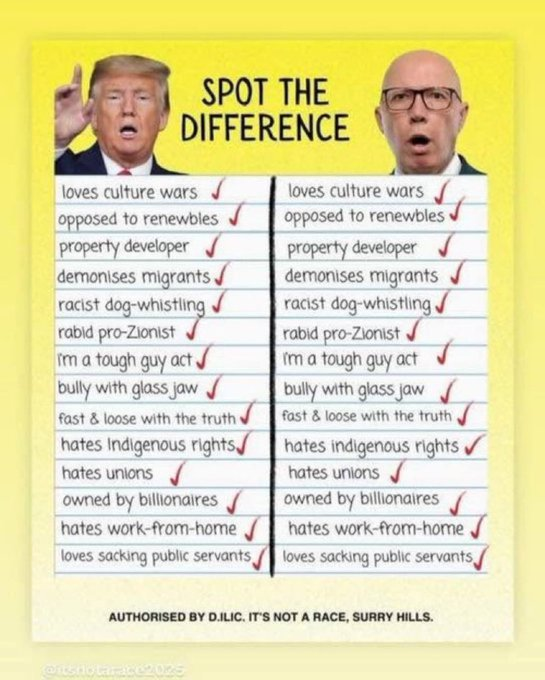 Stuart Tangye (@stutangye) on Twitter photo This says it all. Going into this election, we have a clear choice - one is Trump-type "leadership" from <a href="/PeterDutton_MP/">Petarenāt Dutton</a>. Is that really how we want to live?? Lies, racism, bigotry, anti-science, dog whistling, hollow, no policies exc nuclear etc. This says it all. Going into this election, we have a clear choice - one is Trump-type "leadership" from <a href="/PeterDutton_MP/">Petarenāt Dutton</a>. Is that really how we want to live?? Lies, racism, bigotry, anti-science, dog whistling, hollow, no policies exc nuclear etc.