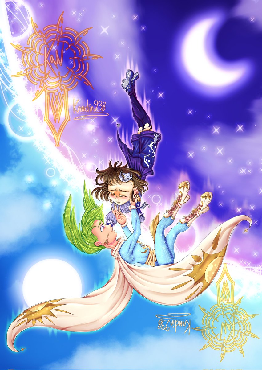 KANdia938's tweet photo. Hey hey hey here my drawing that I have submit for the @Persienszine 
I had free handed for the theme and i wanted them to represent the moon and the Sun !
#Persiens #Nasiens #Percival #パーシバル #FourKnightsoftheApocalypse #ナシエンス
#MokushirokunoYonkishi https://t.co/Iayg8pjiDU