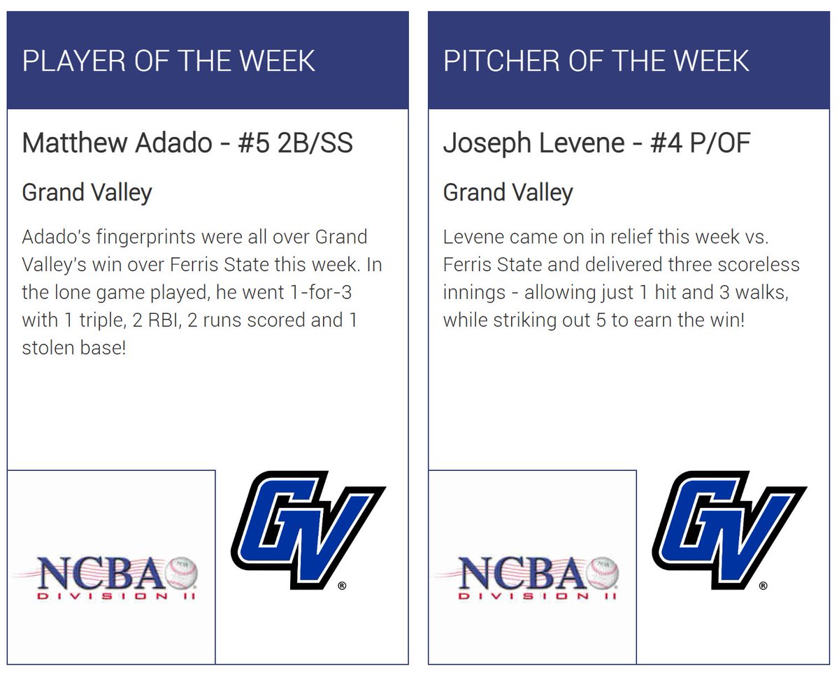 NCBA Northern Plains (@ncba_northplain) on Twitter photo Congrats to our Week 20 Northern Plains - East Player (Matthew Adado - <a href="/gvclubball/">Grand Valley Club Baseball</a>) and Pitcher (Joseph Levene - <a href="/gvclubball/">Grand Valley Club Baseball</a>) of the Week‼️
#NCBA #RoadToAlton #NorthernPlains Congrats to our Week 20 Northern Plains - East Player (Matthew Adado - <a href="/gvclubball/">Grand Valley Club Baseball</a>) and Pitcher (Joseph Levene - <a href="/gvclubball/">Grand Valley Club Baseball</a>) of the Week‼️
#NCBA #RoadToAlton #NorthernPlains