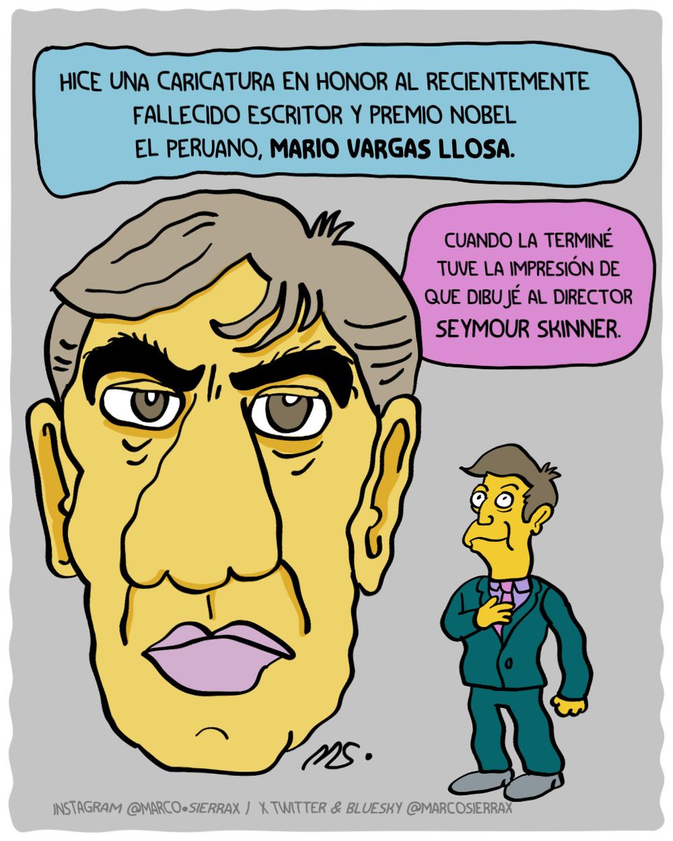 marcosierrax's tweet photo. Descanse en paz Mario Vargas Llosa aka "Skinner".
#chistelocal #simpsons #mariovargasllosa https://t.co/Rj74LXk0Ij