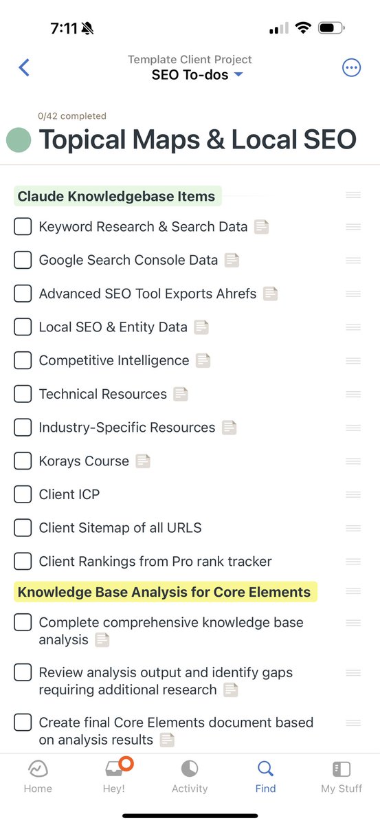 toddfosterSEO's tweet photo. 42 items and counting for my new claude ai seo process 😂 Shout out to @KorayGubur for being part of my Claude AI knowledge 😁 https://t.co/gtWtixq8D8
