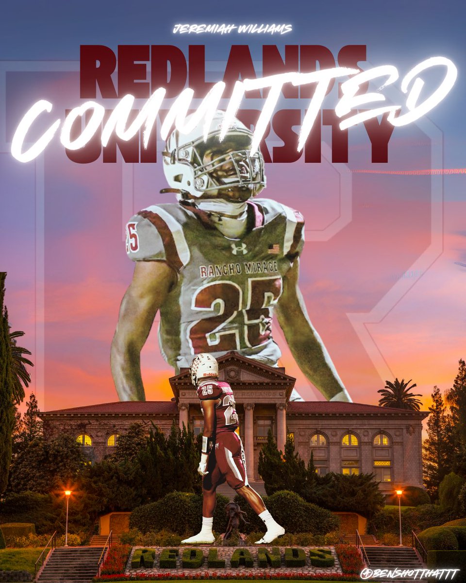 Jeremiah Williams (@therealjerem1ah) on Twitter photo After a great visit and conversation with <a href="/UR_CoachLord/">David Lord</a> and <a href="/UR_CoachGood/">Jim Good</a> I would like to announce my commitment and continuing of my student athletic career at the University of Redlands⭐️‼️ can’t wait to get to work‼️‼️ <a href="/CoachAcciani/">Eric Acciani</a> <a href="/RMHSFB/">Coach Matthews</a> <a href="/RMHSAD/">RMHS Athletics</a> After a great visit and conversation with <a href="/UR_CoachLord/">David Lord</a> and <a href="/UR_CoachGood/">Jim Good</a> I would like to announce my commitment and continuing of my student athletic career at the University of Redlands⭐️‼️ can’t wait to get to work‼️‼️ <a href="/CoachAcciani/">Eric Acciani</a> <a href="/RMHSFB/">Coach Matthews</a> <a href="/RMHSAD/">RMHS Athletics</a>