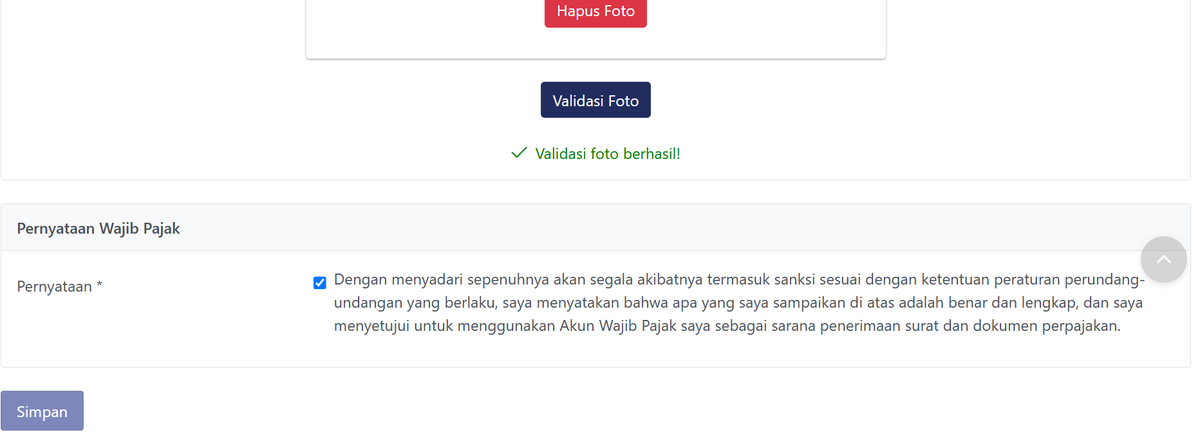 amirulla0302's tweet photo. @kring_pajak @pxscxsgxrllll @kring_pajak Kenapa setelah foto diverified dan surat pernyataan dicentang tidak bisa diklik "simpan" juga? 
bingun mau tanya kemana? https://t.co/dxLkrRxHAX