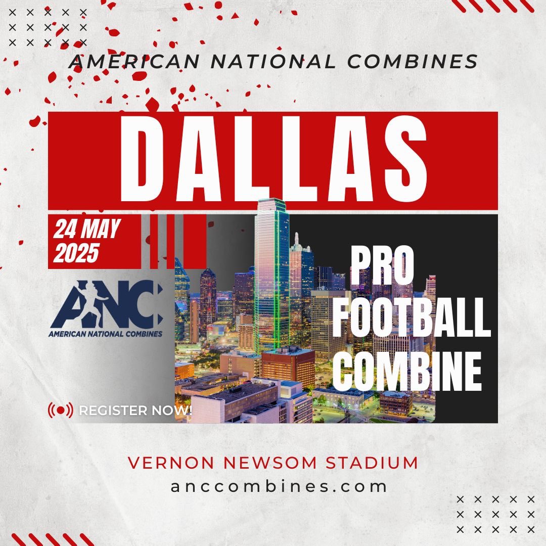🚨 DALLAS, WE’RE ON OUR WAY 🚨
American National Combines is headed to Big D on May 24th!

This is your shot to show out and get noticed by pro personnel from the UFL, and other pro leagues!

📍 Vernon Newsome Stadium
📅 May 24, 2025

Tag your squad.