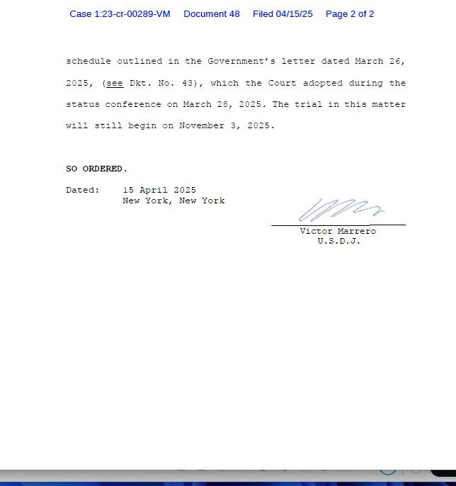 BREAKING: Pannun For Hire Plot: 🚨

In a Special Order on April 15, 2025, US Court appoints experience attorneys Mathew Laroche and Nola Heller to represent accused Indian National Nikhil Gupta.  
Trial to Start on Nov 03, 2025 as per already  ordered Schedule.