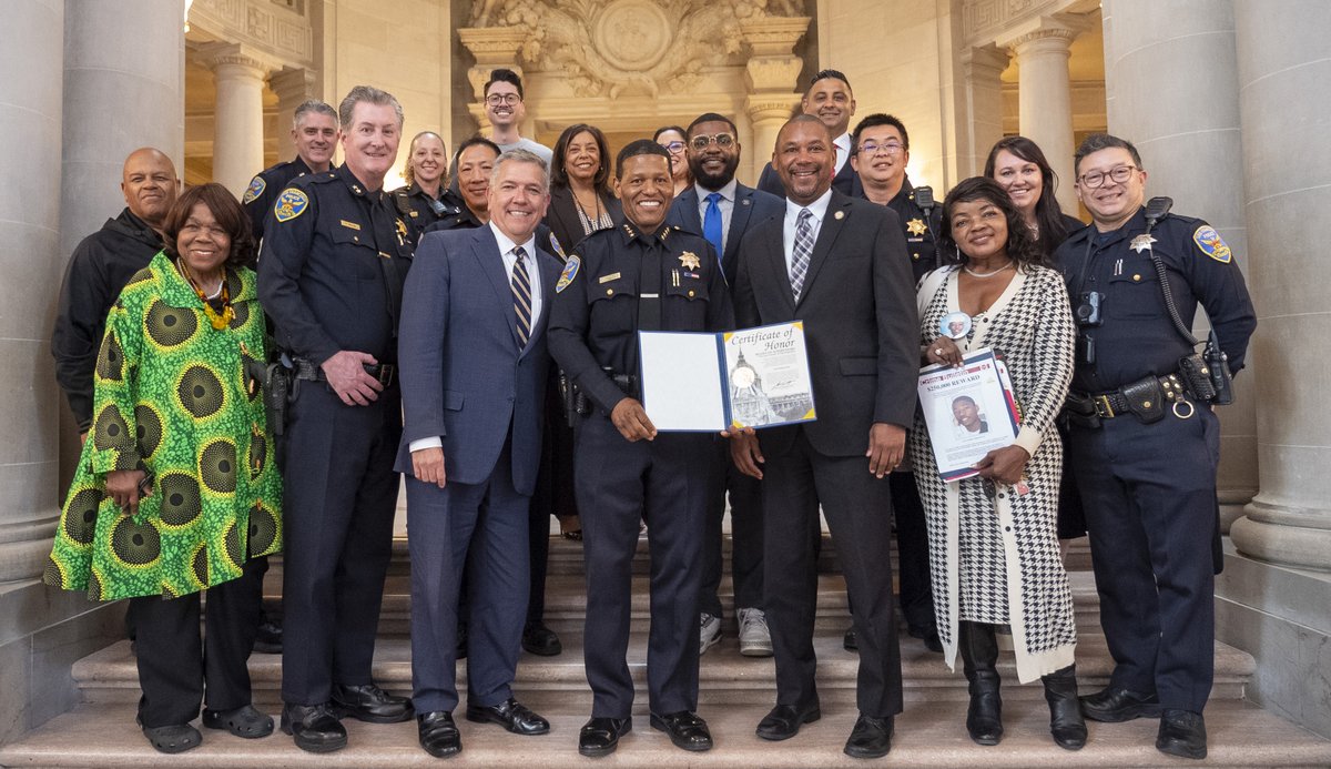 San Francisco Police (@sfpd) on Twitter photo Earlier today, <a href="/SFPDChief/">SFPD Chief Scott</a> Scott was awarded a Certificate of Honor by District 10 Supervisor Shamann Walton alongside members of the <a href="/sfbos/">Board of Supervisors</a> for his unwavering commitment to public safety, justice, and community trust.
Congratulations, Chief Scott, on this well-deserved Earlier today, <a href="/SFPDChief/">SFPD Chief Scott</a> Scott was awarded a Certificate of Honor by District 10 Supervisor Shamann Walton alongside members of the <a href="/sfbos/">Board of Supervisors</a> for his unwavering commitment to public safety, justice, and community trust.
Congratulations, Chief Scott, on this well-deserved