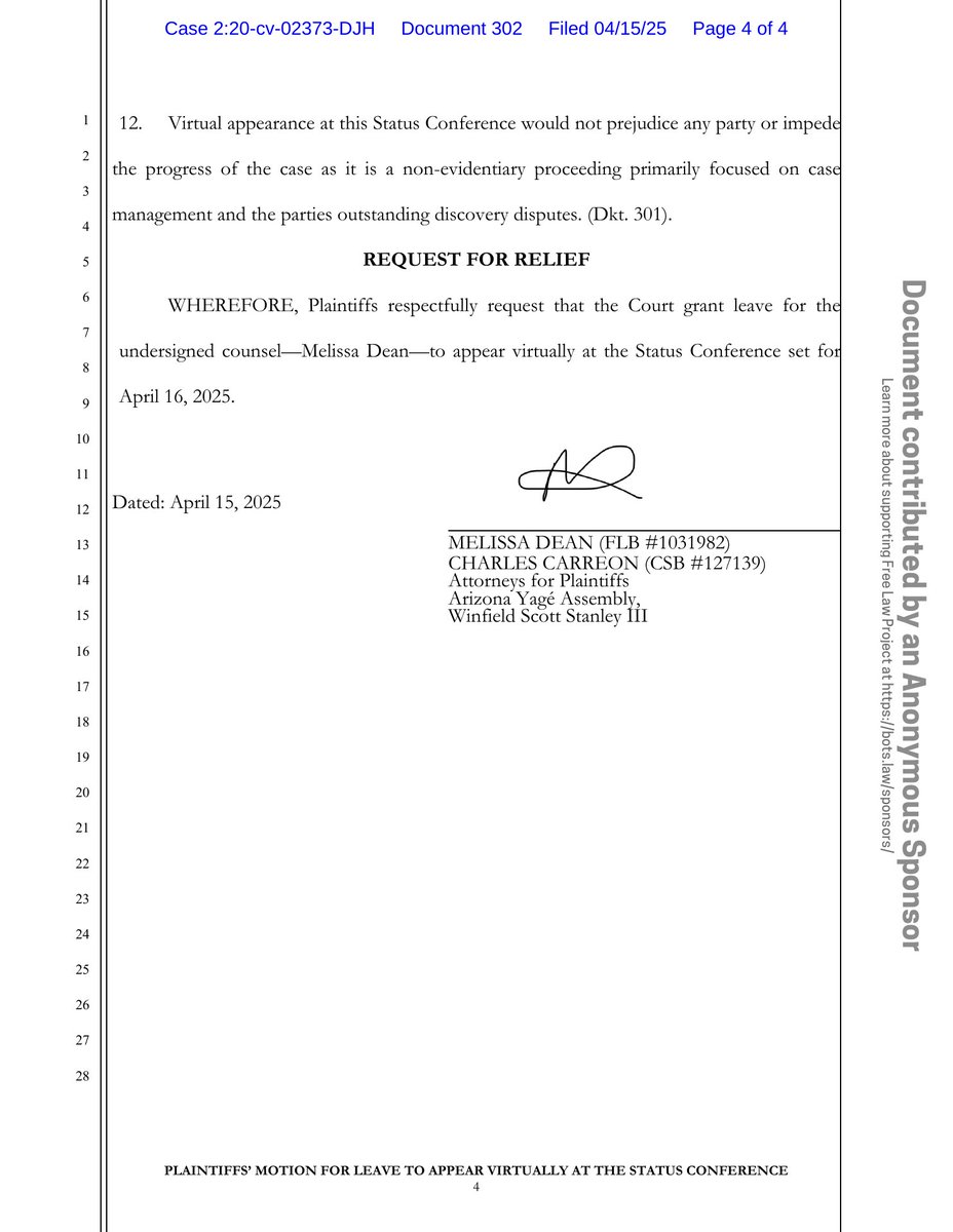 psy_cases's tweet image. New filing: &quot;Arizona Yage Assembly v. A.G. (Religious freedom - sacrament seizure)&quot;
Doc #302: Miscellaneous Relief

PDF: courtlistener.com/docket/1872389…

#CL18723894
