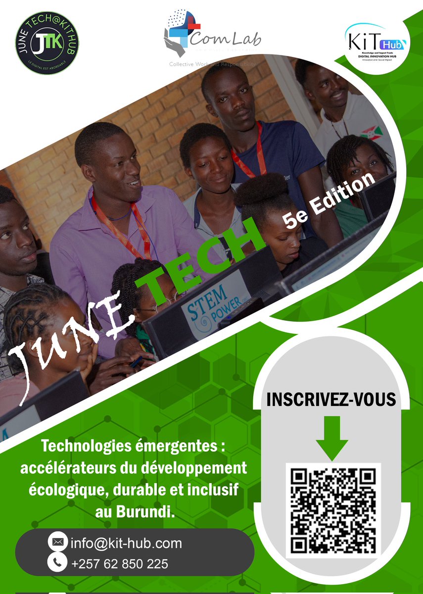 KithubNews (@kithubnews) on Twitter photo 🔥 Tenez-vous prêts, Burundi : la 5ème édition de June Tech arrive en force ! 🔥
✨ Passionné par l’innovation, les startups et les technologies qui façonnent demain ?
 Rejoignez l’aventure June Tech avec KIT- Digital Innovation HUB et plongez au cœur de la créativité. 🔥 Tenez-vous prêts, Burundi : la 5ème édition de June Tech arrive en force ! 🔥
✨ Passionné par l’innovation, les startups et les technologies qui façonnent demain ?
 Rejoignez l’aventure June Tech avec KIT- Digital Innovation HUB et plongez au cœur de la créativité.