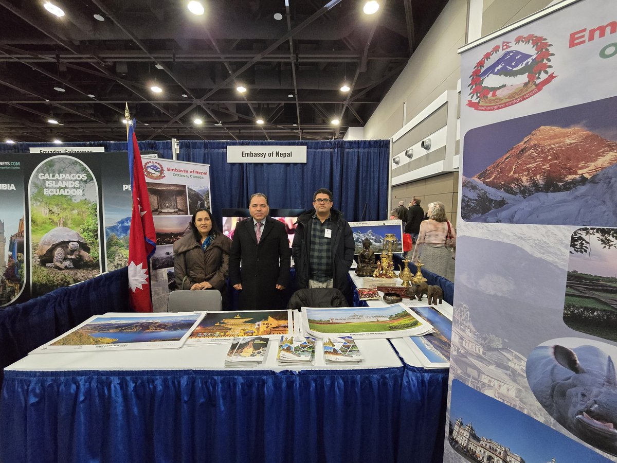 The Embassy of Nepal participated at the annual tourism fair Travel and Vacation Show in Ottawa on 12-13 April 2025 by setting up a separate stall. A large number of visitors and adventure lovers visited the Nepali stall and inquired about major touristic attractions in Nepal.