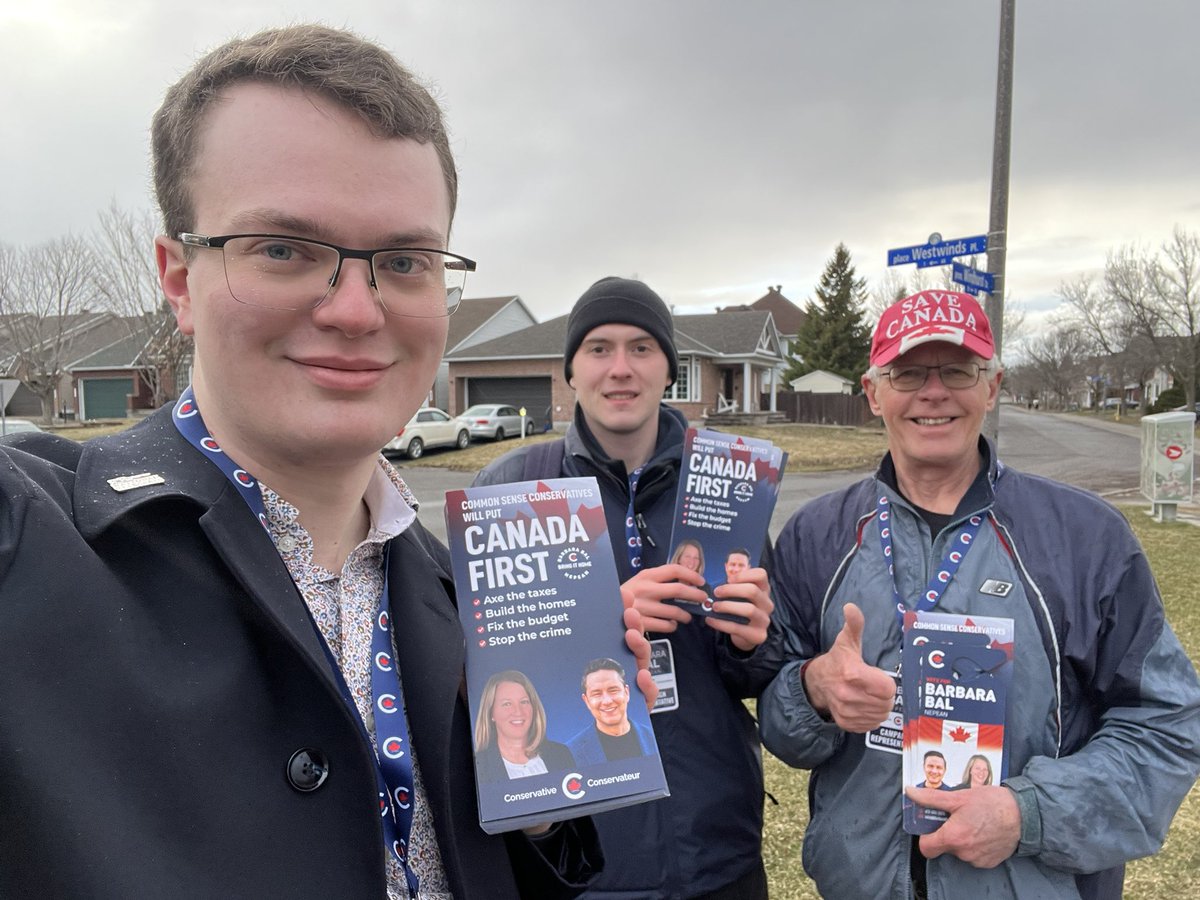 wyatt_claypool's tweet photo. Good response at the doors for Barbara Bal in Nepean riding! 

It’s a tough fight but Mark Carney can be beat here. https://t.co/maiGvfyBRF