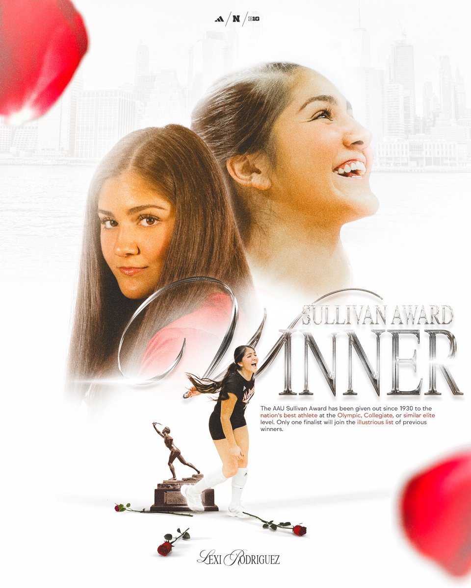 Nebraska Volleyball (@huskervb) on Twitter photo HISTORY WRITTEN ✍️
Congratulations to <a href="/Alexis14Rod/">Lexi Rodriguez</a> on being the first Husker to win the prestigious AAU James E. Sullivan award!
Rodriguez joins an elite group of athletes and is only the third volleyball player in history to earn the honor. HISTORY WRITTEN ✍️
Congratulations to <a href="/Alexis14Rod/">Lexi Rodriguez</a> on being the first Husker to win the prestigious AAU James E. Sullivan award!
Rodriguez joins an elite group of athletes and is only the third volleyball player in history to earn the honor.