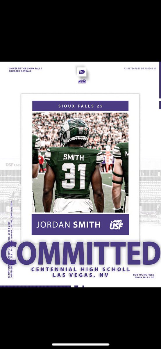 After an amazing time with the staff I am blessed to say that I have been offered and am fully committed to THE University of Sioux Falls! Time to get to work 🙏🏾 #CooFam 💜