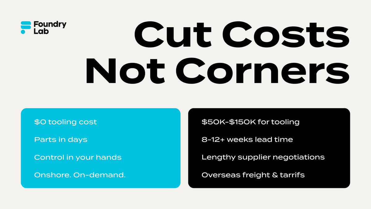 Overseas suppliers? Tariffs just made that relationship complicated.

🔁 It’s time to reshore — without retooling.

Foundry Lab lets you cast metal parts from your desktop, on demand.

#Reshoring #Defense #IndustrialManufacturing #MadeInUSA