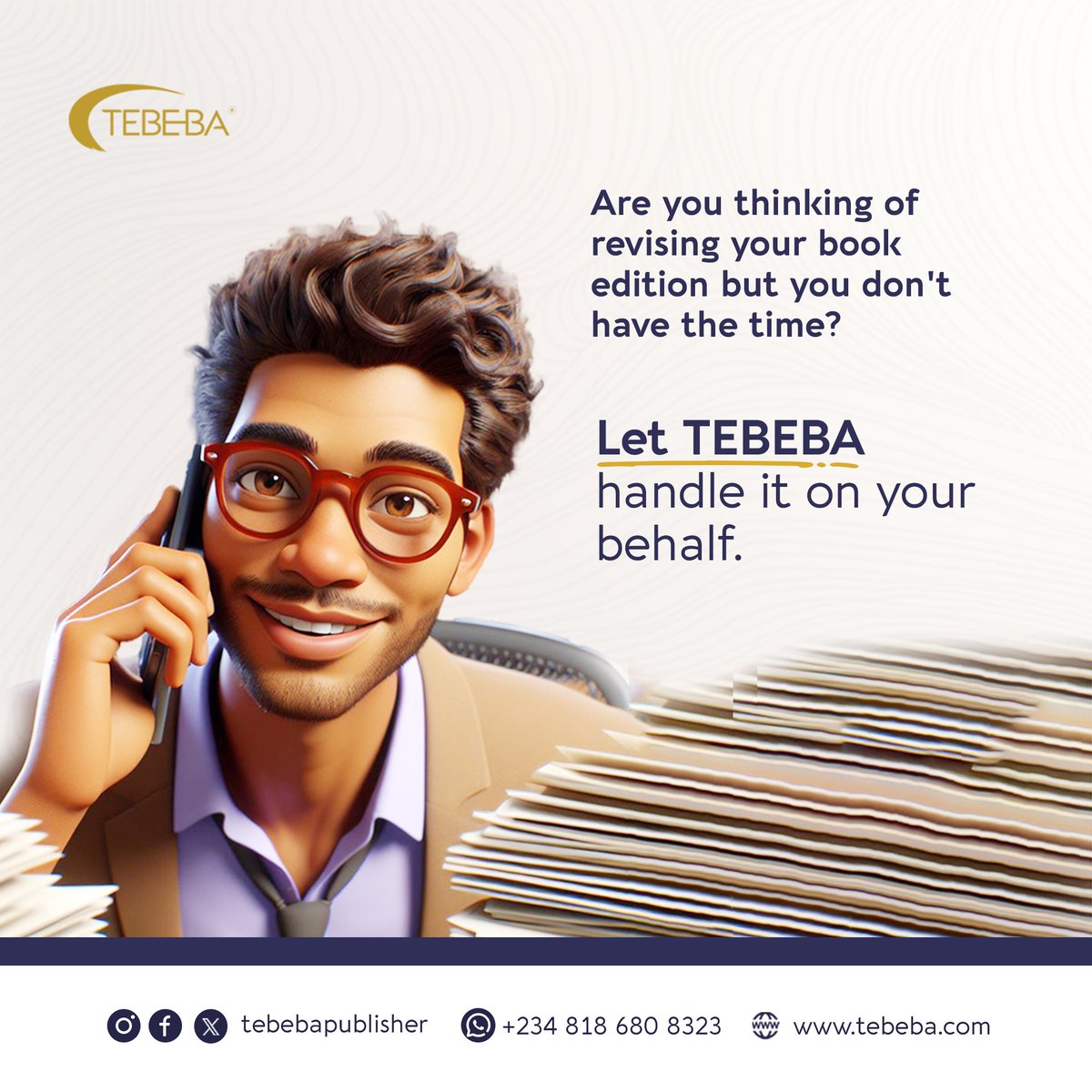tebebapublisher's tweet photo. Discovered new knowledge you wish to add to your book?
Tebeba has got you covered.
You have nothing to worry about.
It is time to stop procrastinating and get the work done.
Trust us to do the heavy lifting and see how it turns out for you.
Contact us today.
#tebeba https://t.co/NJKycQzMmM