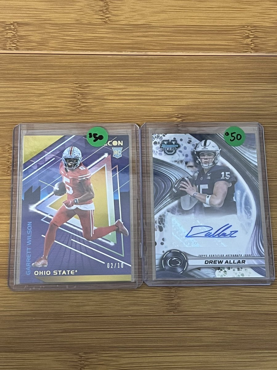 NFL draft next week. College cards for sale!🏈

$35-$50 each

Chase /49

See pics for prices.

Retweets and tags appreciated!

<a href="/Elliott0924/">Chasing Hits Sportscards</a>