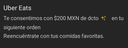 CONSUMECTOR's tweet image. ❌
Gracias UberEats por el #dcto, vales mil.

 (Valdrías un millón si aprendieras a escribir)
