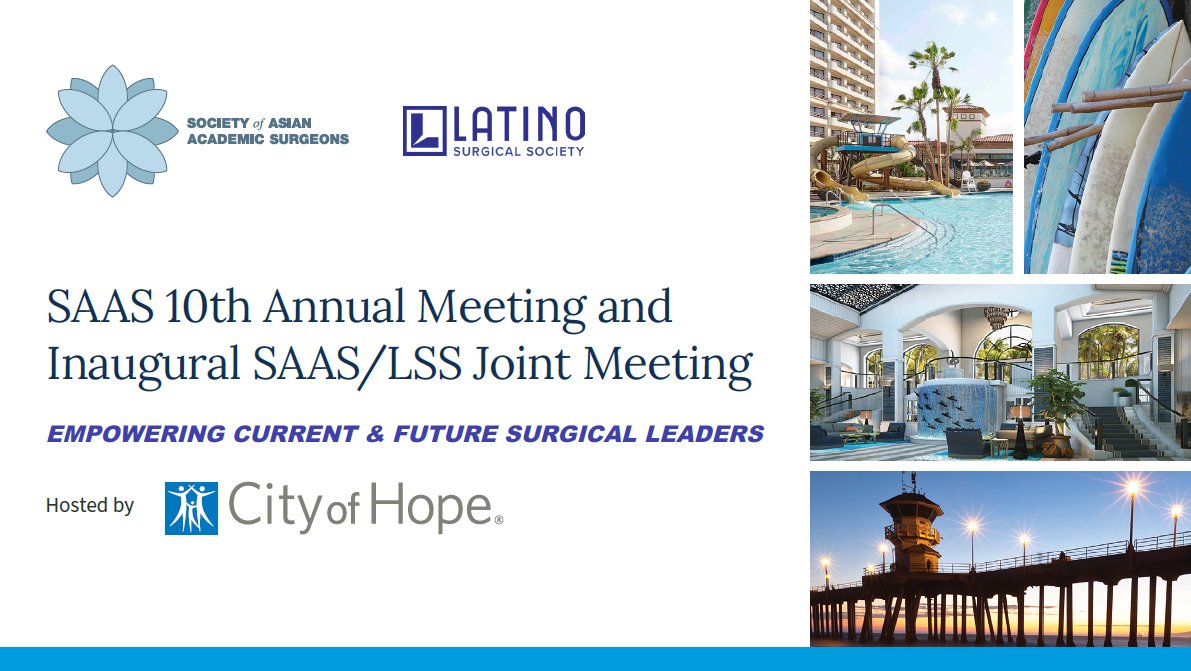 SocAsianAcadSurg (@asianacadsurg) on Twitter photo 🚨 ABSTRACT DEADLINE EXTENDED! 🚨
Be part of the SAAS 10th Annual Meeting & Inaugural <a href="/AsianAcadSurg/">SocAsianAcadSurg</a>/<a href="/LatinoSurgery/">LatinoSurgSociety</a> Joint Meeting at <a href="/cityofhope/">City of Hope</a>!
📅 Extended Deadline: Mon April 21st 2025
📌 Details: rb.gy/q72wpt
🔗 Submission link: rb.gy/3ytozm 🚨 ABSTRACT DEADLINE EXTENDED! 🚨
Be part of the SAAS 10th Annual Meeting & Inaugural <a href="/AsianAcadSurg/">SocAsianAcadSurg</a>/<a href="/LatinoSurgery/">LatinoSurgSociety</a> Joint Meeting at <a href="/cityofhope/">City of Hope</a>!
📅 Extended Deadline: Mon April 21st 2025
📌 Details: rb.gy/q72wpt
🔗 Submission link: rb.gy/3ytozm