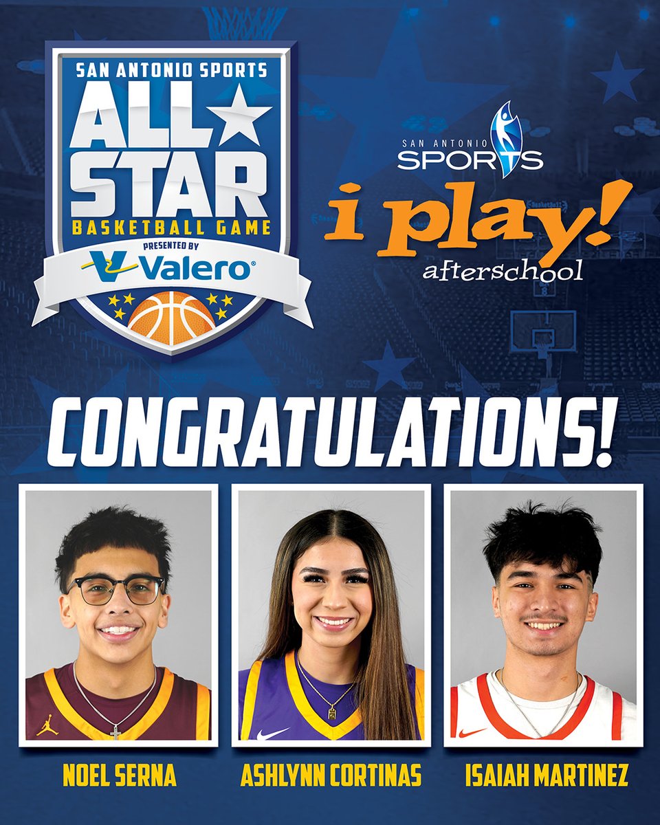 We're proud of Ashlynn Cortinas, Noel Serna, and Isaiah Martinez—iplay! afterschool alumni recognized at the Coach John Wooden #KeysToLife Breakfast during #FinalFour weekend. From iplay! afterschool to All-Stars, they embody leadership and integrity. #SanAntonioSports