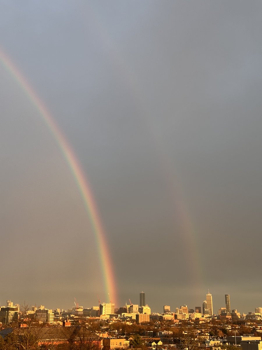A double rainbow over the city on One Boston Day, encouraging people everywhere to commit random acts of kindness, big and small, on the 12-year anniversary of the Boston Marathon attacks.

💙💛