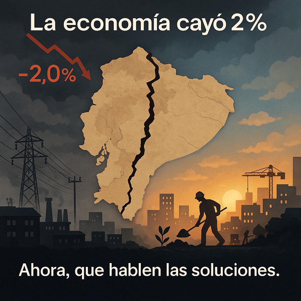 groninty's tweet photo. 📉 Ecuador se contrajo 2% en 2024.

Ya no hay campaña. Es momento de gobernar con resultados.

🔌 Los cortes de luz provocaron pérdidas por USD 1.916 millones, restando -1,4% al PIB.
💰 La inversión cayó -3,8%.
🛒 El consumo de los hogares bajó -1,3%.

La peor caída desde la pandemia.

⚠️ El país necesita acciones concretas.
Superar esta crisis requiere unidad, planificación y compromiso.

📊 Los datos hablan. Ahora, que hablen las soluciones.

Datos publicados el día de hoy por el Banco Central.