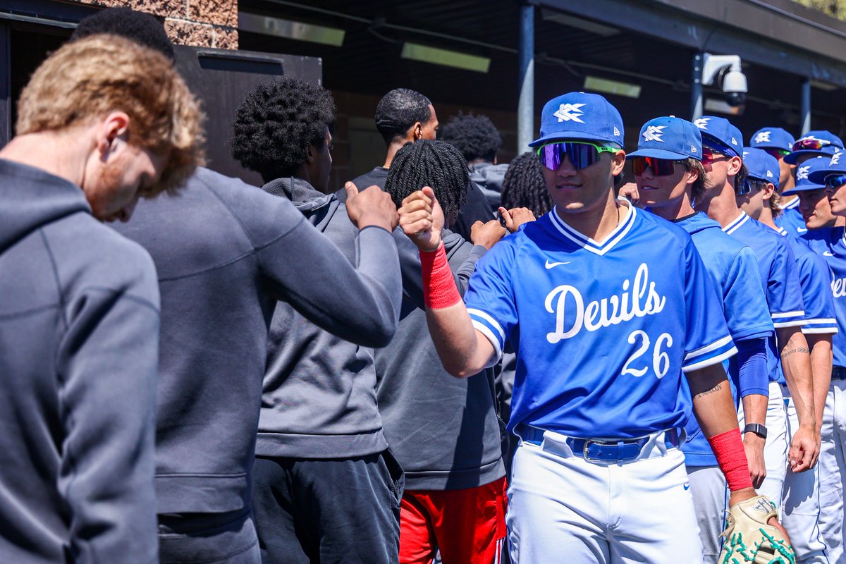 KCKCCAthletics's tweet photo. We had a great time recognizing the Blue Devil Men's Basketball team before the Baseball game today! Congrats on such a historic season, MBB! You should be very proud with all that you accomplished.🔵😈

#KCKCCProud #HornsUp https://t.co/aMWQYimZOa