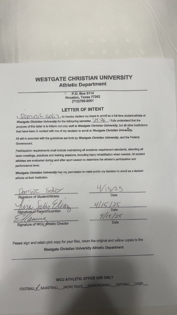 Dominic Solis (@dominic_solis_) on Twitter photo #AGTG After many weeks of prayer and talk and after a great visit and conversation with coach Ramierez and Moore I’m blessed to receive an Offer and COMMIT to Westgate Christian University Praise God <a href="/jtmoore2926/">Coach James Moore M.ED</a> <a href="/CoachJustice20/">AJ Justice</a> <a href="/Coach_Fudge/">Isaac Fudge</a> <a href="/_Coach_Garza/">CoachGarza</a> <a href="/CoachCaseyVogt/">Casey Vogt</a> #AGTG After many weeks of prayer and talk and after a great visit and conversation with coach Ramierez and Moore I’m blessed to receive an Offer and COMMIT to Westgate Christian University Praise God <a href="/jtmoore2926/">Coach James Moore M.ED</a> <a href="/CoachJustice20/">AJ Justice</a> <a href="/Coach_Fudge/">Isaac Fudge</a> <a href="/_Coach_Garza/">CoachGarza</a> <a href="/CoachCaseyVogt/">Casey Vogt</a>