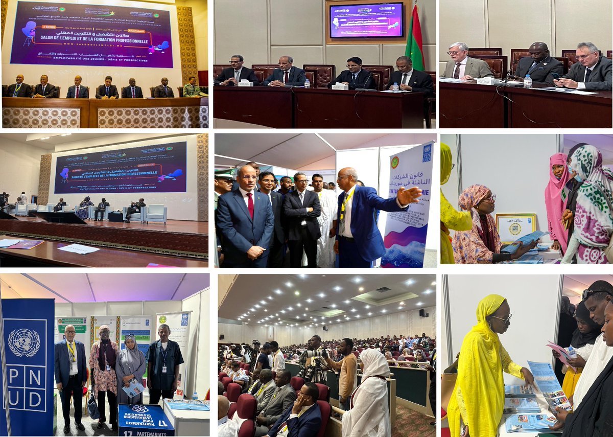 #PNUD🇲🇷 appuie l’organisation du Salon de l’Emploi &amp; la Formation Professionnelle 🇲🇷; participe activement aux panels, table ronde de haut niveau avec les partenaires &amp; tient un stand, à coté de ses partenaires publics &amp; privés pour renforcer l’employabilité des #jeunes