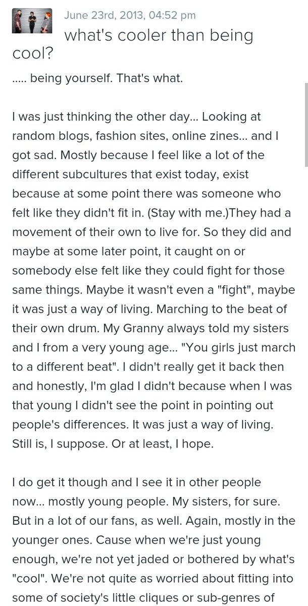 paramoreentries's tweet photo. JUNE/23/2013

Hayley shares a message about self-expression and the message behind Paramore: 

"To lift up the people who feel ashamed that they're different. To tell them that that's probably the coolest part about them." https://t.co/Eqb9DaxDfd