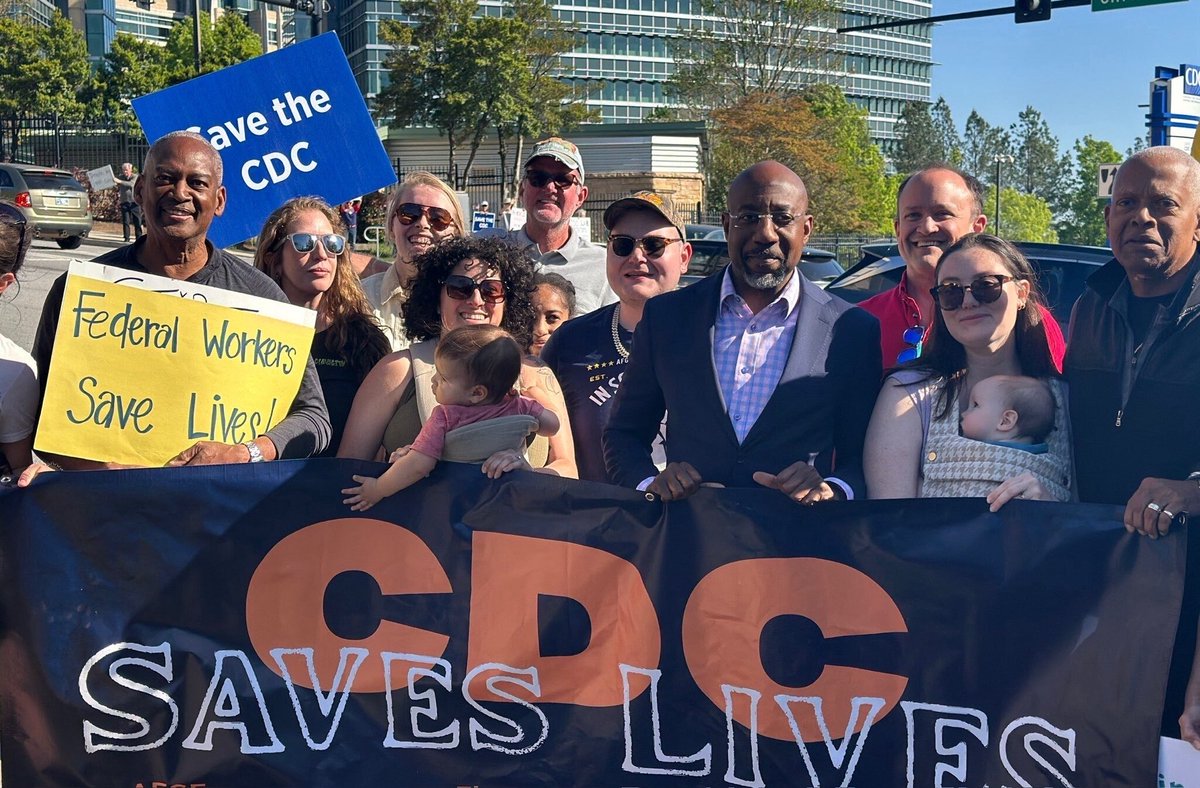 SenatorWarnock's tweet photo. The CDC saves lives. We won’t stop fighting until every CDC worker who was recklessly fired is back at work keeping us ALL safe. https://t.co/g2uy9YpZmr
