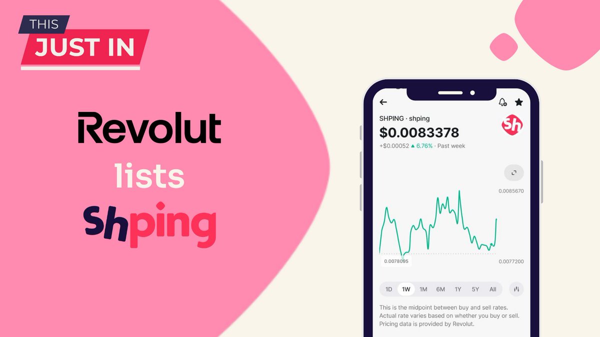 shpingApp's tweet photo. Listing Announcement: #ShpingCoin is now available on @RevolutApp ! With over 50 million users across 35+ countries, #Revolut now supports Shping Coin ($SHPING). #DeTOR https://t.co/LLFfcxLSAh