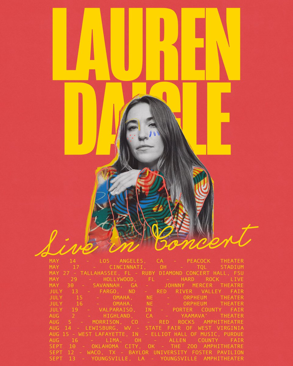 It's gonna be a summer full of music!! I'm so, so excited to get back on the road! 🌟 Tickets available now at laurendaigle.com/tour ✨💗