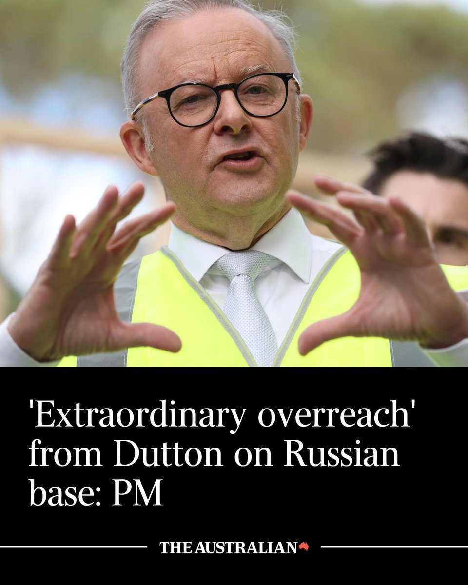 australian's tweet photo. Anthony Albanese has declined to say whether a Russian request for an air base was made to Indonesia, while accusing Peter Dutton of ‘overreach’ in attributing comments to President Prabowo. Politics latest: https://t.co/jFmwvhogFV https://t.co/t0LNwd3g9q