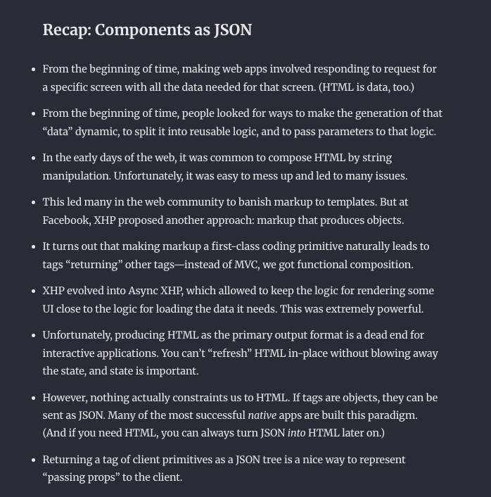 swyx's tweet image. wow. RSCs are composable BFFs per-page. 🤯

@.dan_abramov* may dealt a deathblow to REST.

overreacted.io/jsx-over-the-w…

not an AI post (yay) but those who are out of the loop on the evolution of React as now a server framework over the last 5 years should read. It&apos;s not even really a…