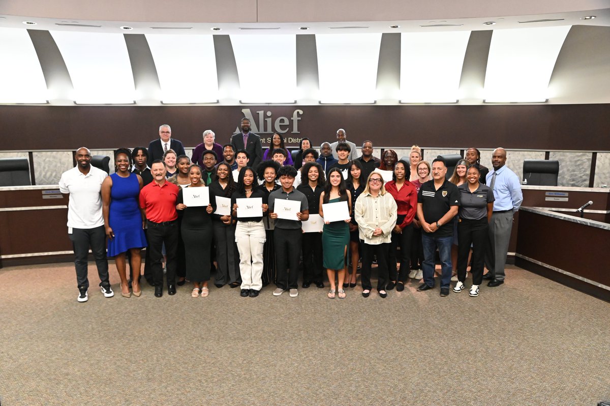 Alief ISD Board recognizes Scholar-Athletes from Alief Taylor, Elsik, and Hastings High School. Congratulations, Scholar-Athletes!