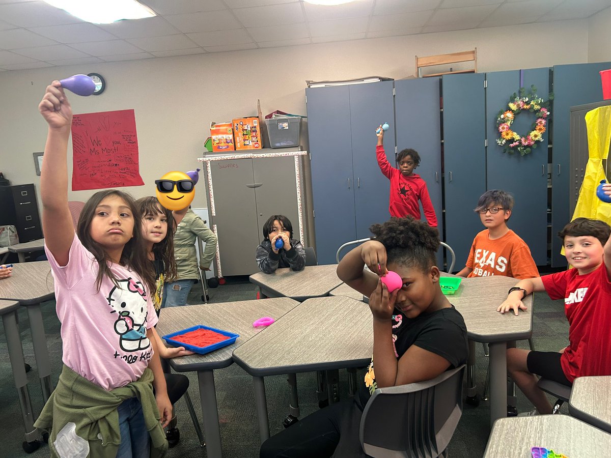 We had a BLAST celebrating our compliment chart by making stress balls with our favorite teacher <a href="/TES_Lynch/">Madison Lynch</a>!!! #TESLeads #gcisd