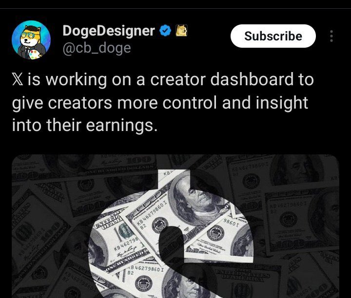 Capsizing__'s tweet image. BREAKING NEWS FOR CREATORS enrolled in Monetization! 🚨via @cb_doge 

𝕏 is working on a creator dashboard to give creators more control and insight into their earnings! 

Finally some transparency… now to handle and de-monetize the engagement farming bots.. 🤦