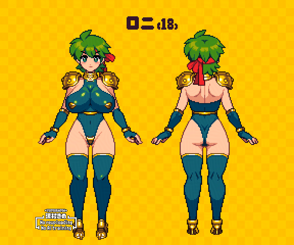 「オリキャラ前後ドット絵 ロニ 最低限の羞恥が服装に現れている 」|湯村きの 🔞のイラスト