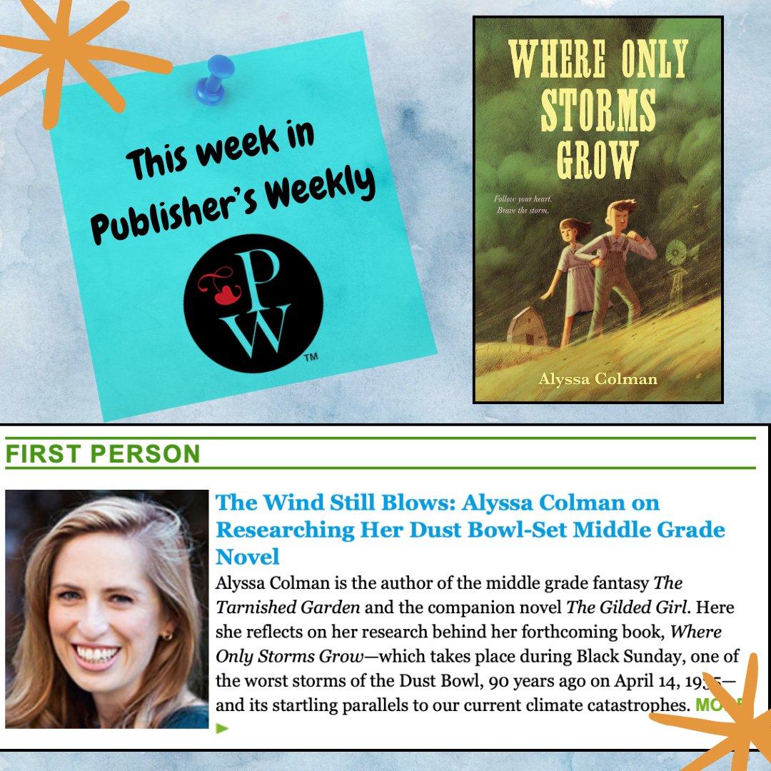 SCBWI Mid Atlantic (@scbwimidatlanti) on Twitter photo Author <a href="/alyssabcolman/">Alyssa Colman</a> writes about researching the Dust Bowl for her upcoming MG novel: WHERE ONLY STORMS GROW (out August 19 <a href="/fsgbooks/">Farrar,Straus&Giroux</a>) in <a href="/PublishersWkly/">Publishers Weekly</a> . Click here to read her essay: bit.ly/4igvA7S Author <a href="/alyssabcolman/">Alyssa Colman</a> writes about researching the Dust Bowl for her upcoming MG novel: WHERE ONLY STORMS GROW (out August 19 <a href="/fsgbooks/">Farrar,Straus&Giroux</a>) in <a href="/PublishersWkly/">Publishers Weekly</a> . Click here to read her essay: bit.ly/4igvA7S