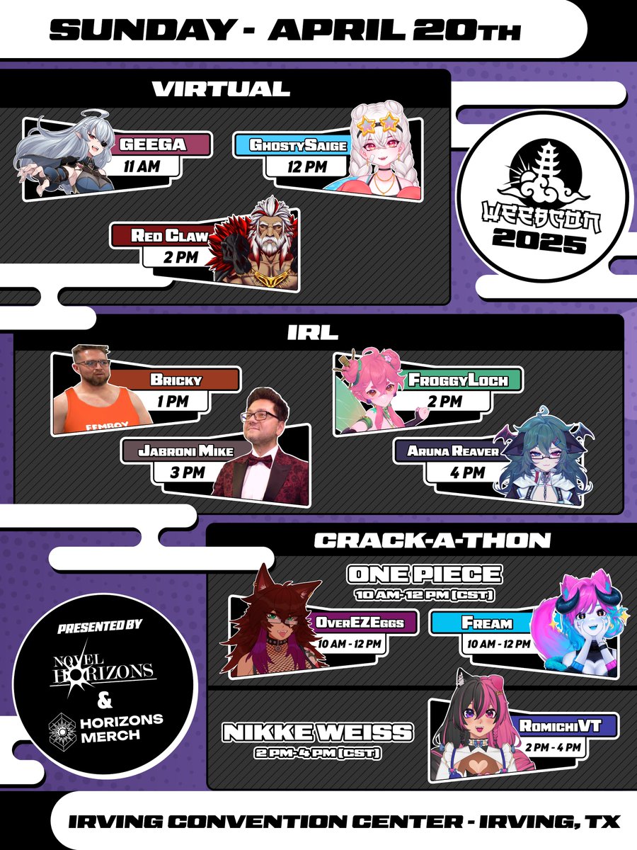 Novel Horizons (@novelhorizons) on Twitter photo It's the time you've been waiting for!
We are excited to unveil our full schedule for <a href="/WeebConOfficial/">WeebCon Official</a> 2025!
Including a new special event called the "Crack-a-thon". Where Creators will be opening TCG sets to see who gets the best pulls! (Watch for surprise participants!) It's the time you've been waiting for!
We are excited to unveil our full schedule for <a href="/WeebConOfficial/">WeebCon Official</a> 2025!
Including a new special event called the "Crack-a-thon". Where Creators will be opening TCG sets to see who gets the best pulls! (Watch for surprise participants!)