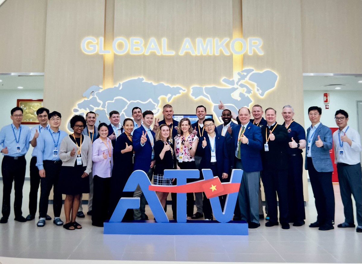 Amkor Technology Vietnam welcomed delegates from the Eisenhower School for National Security! Visitors toured our facility and learned how our advanced packaging solutions contribute to the global #semiconductor supply chain. To learn more about ATV, visit amkor.com/vietnam