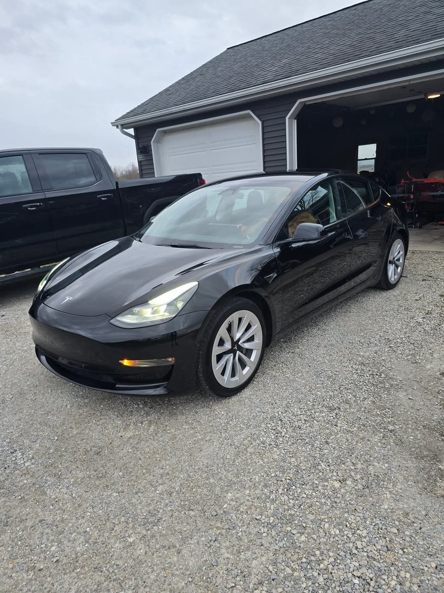 JoshSharp's tweet photo. My wifes car finally took a crap so after 5 years of investing in Tesla, I finally bought one!

We got a 2022 Model 3 with only 10,000 miles on it for $30,000!

Seeing @wholemars and @SawyerMerritt post about the safety and reliability made me want to get one for the family! https://t.co/d5thrVK259